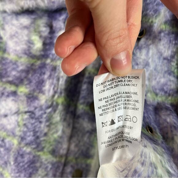 Hutch Anthropologie Donna Plaid Plush Soft Boxy Shacket Barn Coat Jacket XS - Picture 13 of 14